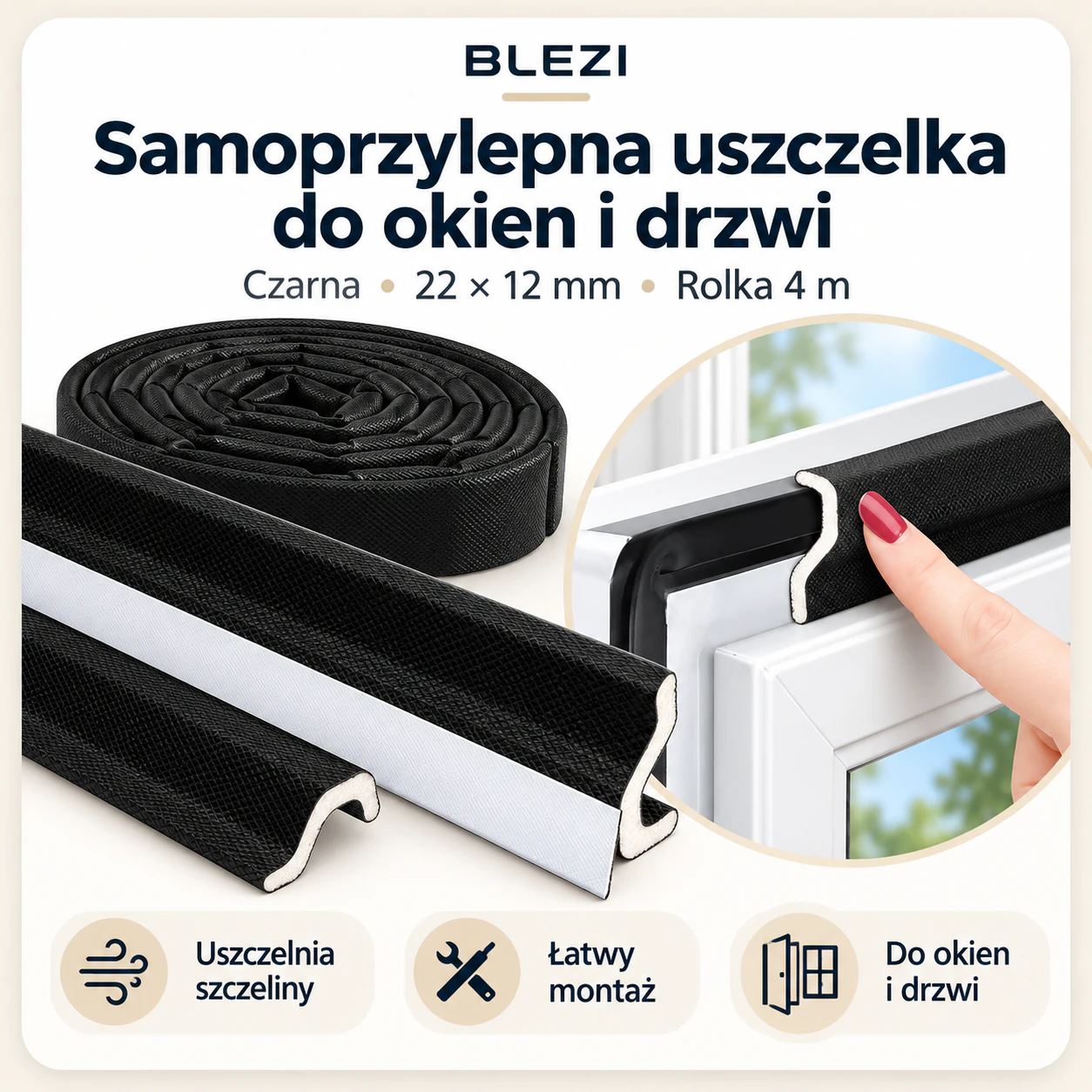 Blezi Bez Wiatru – uszczelka do okien i drzwi na przeciągi, 4 m 1